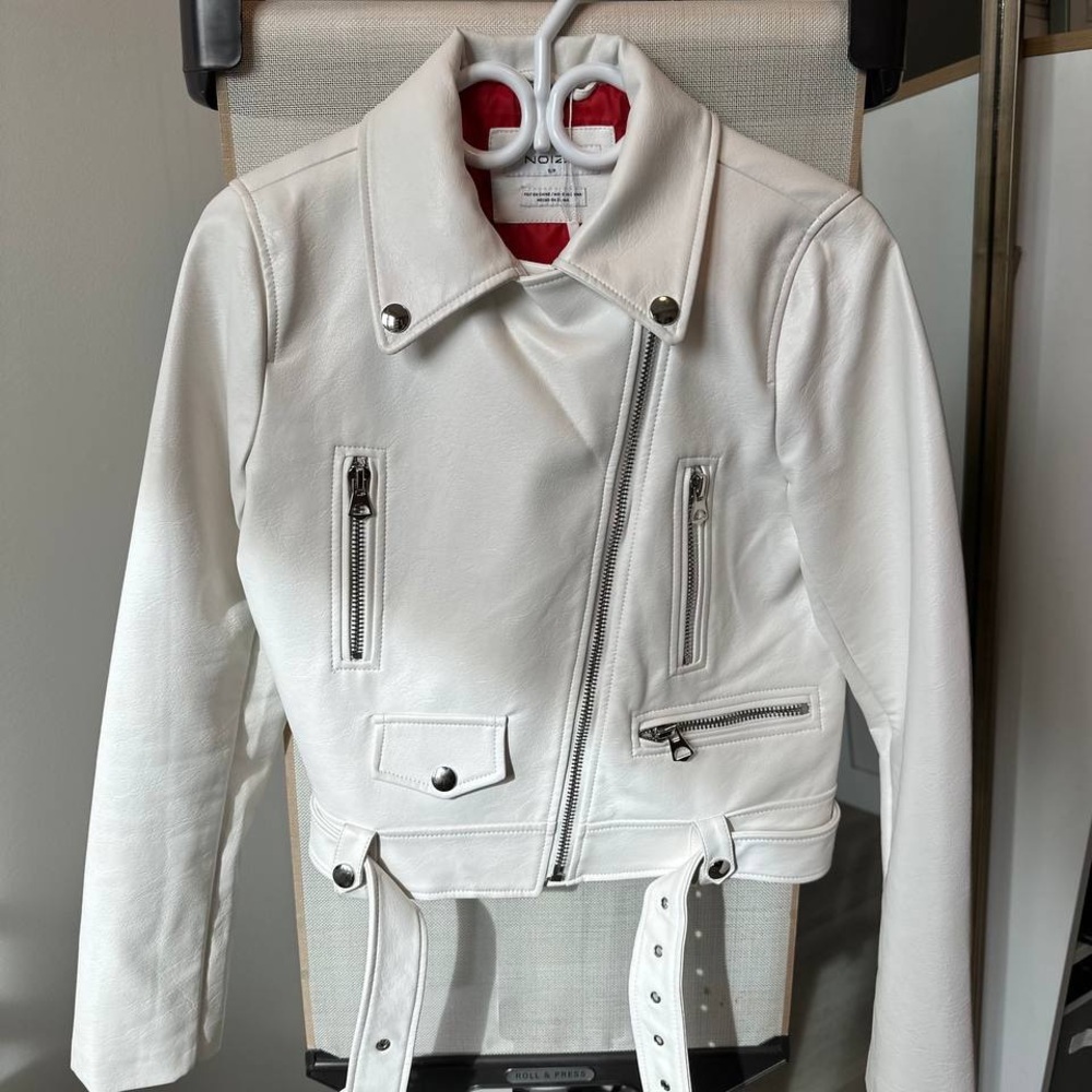 New! Noize Faux Leather Moto Jacket – White – Women’s Size S - Picture 8 of 10